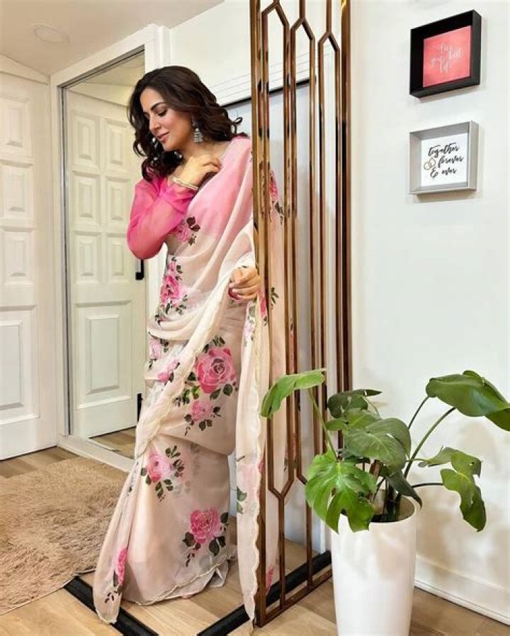 Shraddha Arya channels her inner Barbie in traditional form by wearing floral saree and matching blouse