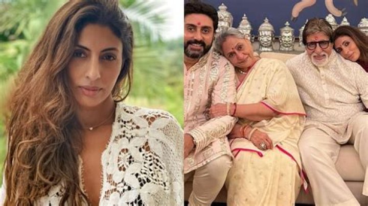 Shweta Bachchan proudly poses below dad Amitabh Bachchan's life-sized image at festival in France; PICS