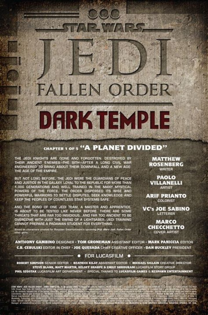 Star Wars Jedi: Fallen Order - Dark Temple #1 Preview