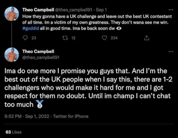 The Challenge finalist Theo Campbell calls out UK spinoff show: ‘They don’t wanna see me win’
