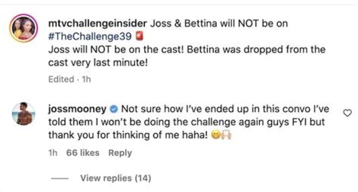 The Challenge: Joss Mooney reacts to rumors of his return for Season 39
