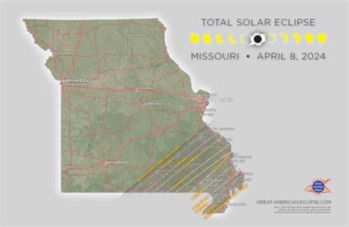 Total eclipse of Sun in Missouri and Illinois on April 8, 2024