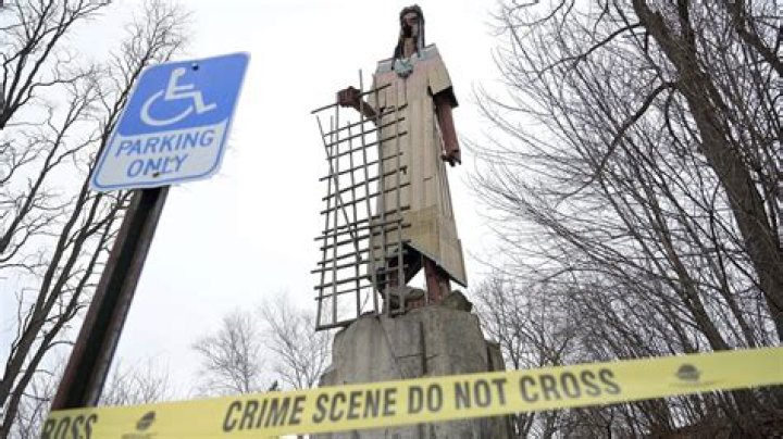 Weather beatdown leaves towering Maine landmark surrounded by crime scene tape