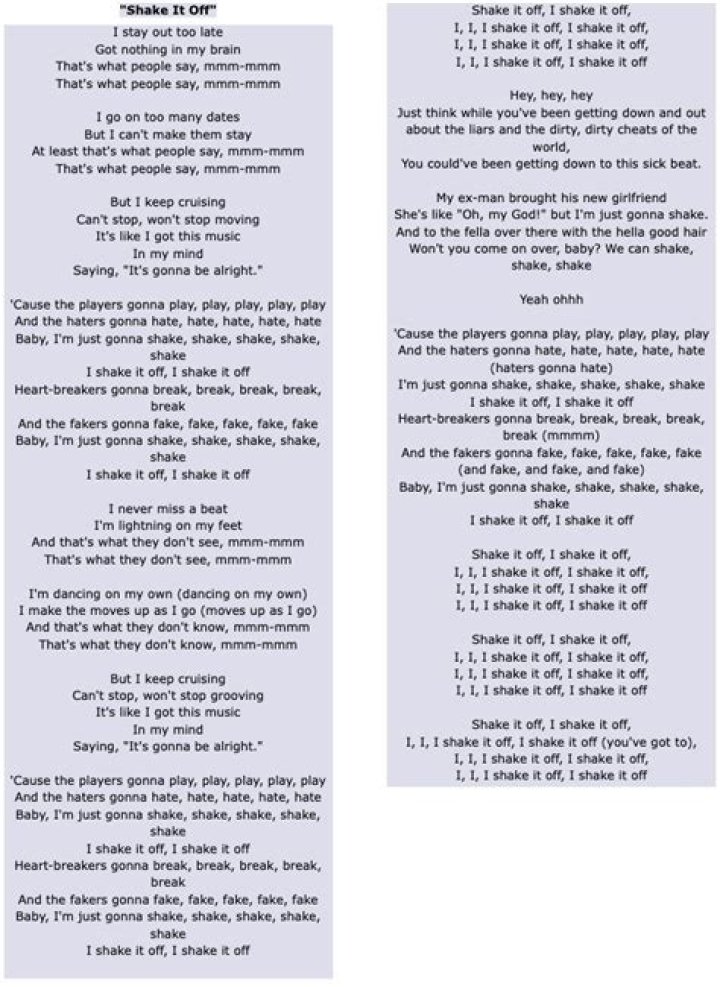 What The Lyrics of Taylor Swift's 