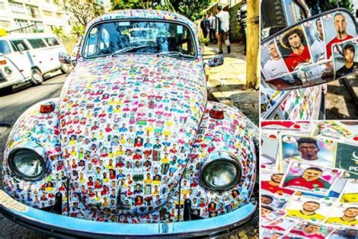 World Cup fanatic covers his VW Beetle in 15,000 Panini stickers to celebrate the tournament