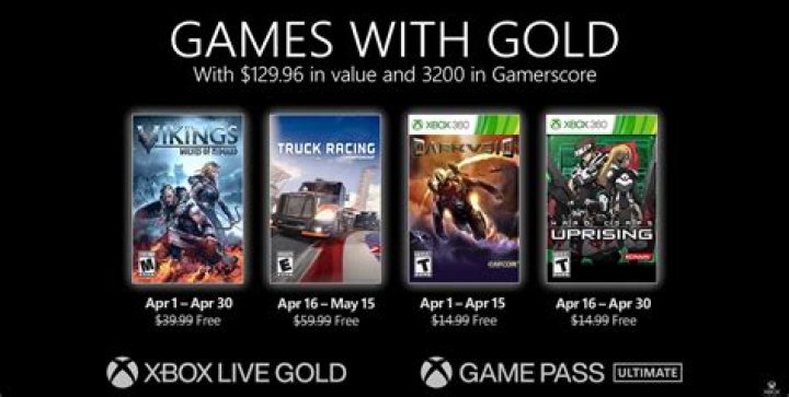 Xbox Games With Gold For April Announced